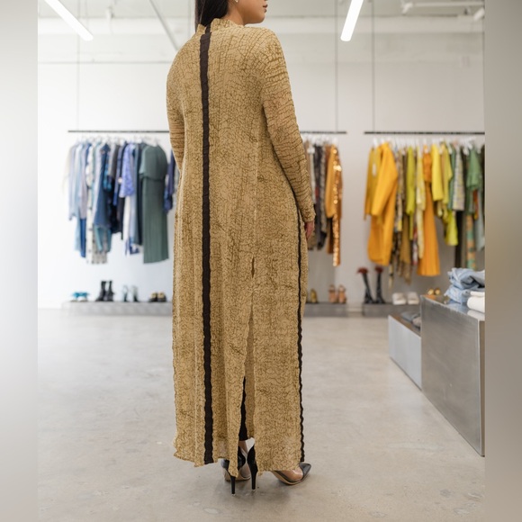 Issey Miyake Archival Tan Zigzag Pleats Long Duster - Picture 1 of 11